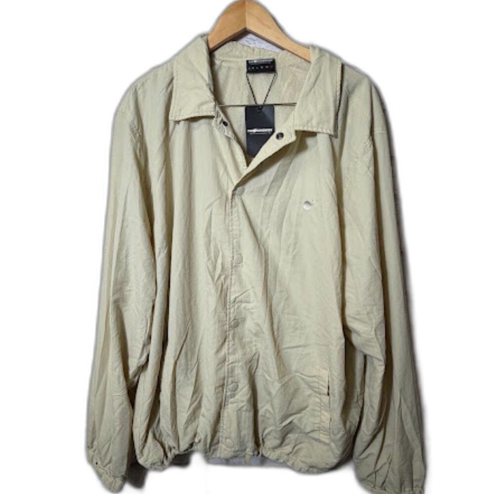 The Hundreds Windbreaker Jacket Cream Beige Size 3x NWT street wear casual light
